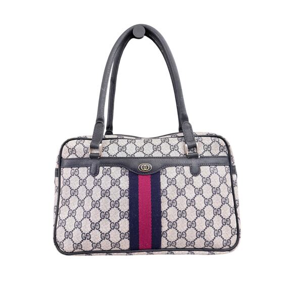 Authentic Gucci GG Supreme Canvas Boston Bag with Web Stripe - Picture 1 of 8